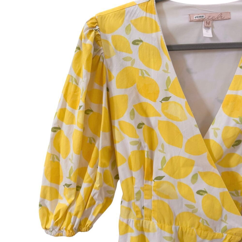 Anthropologie Hutch Tiered Wrap Midi Dress Lemon Yellow Size Medium - Picture 7 of 13